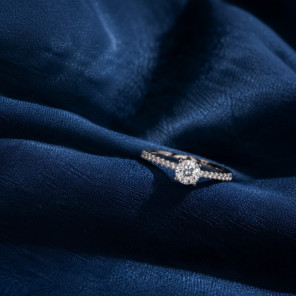 Sterling Silver Moissanite Engagement Ring